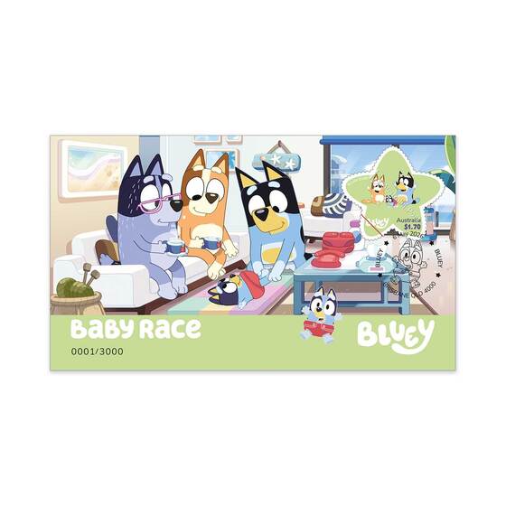 Bluey 2026 Stamp and Pin Cover &ndash; Baby Race product photo Internal 1 DETAILS