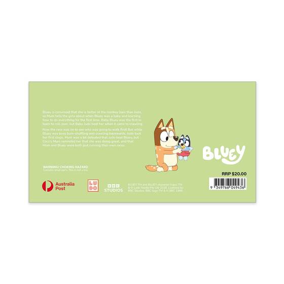 Bluey 2026 Stamp and Pin Cover &ndash; Baby Race product photo Internal 2 DETAILS