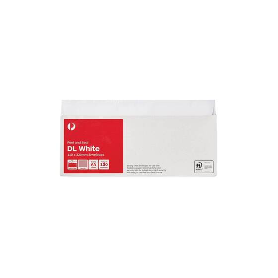 Australia Post DL White Peel and Seal Envelopes Tray of 100 All envelopes