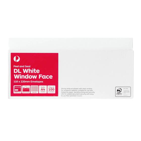 Australia Post DL White Window Face Peel and Seal Envelopes &ndash; Tray of 100 product photo Internal 1 DETAILS