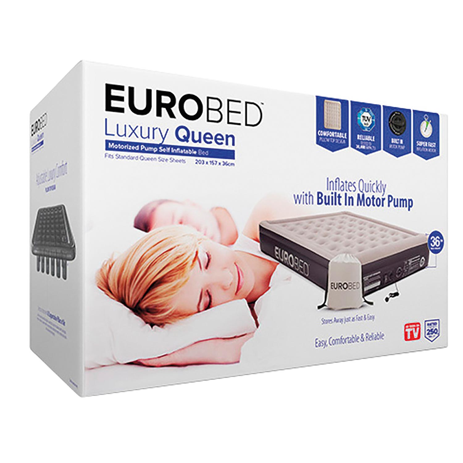 EUROBED LUXURY QUEEN AS SEEN ON TV WITH PUMP-Free Postage-Genuine Original