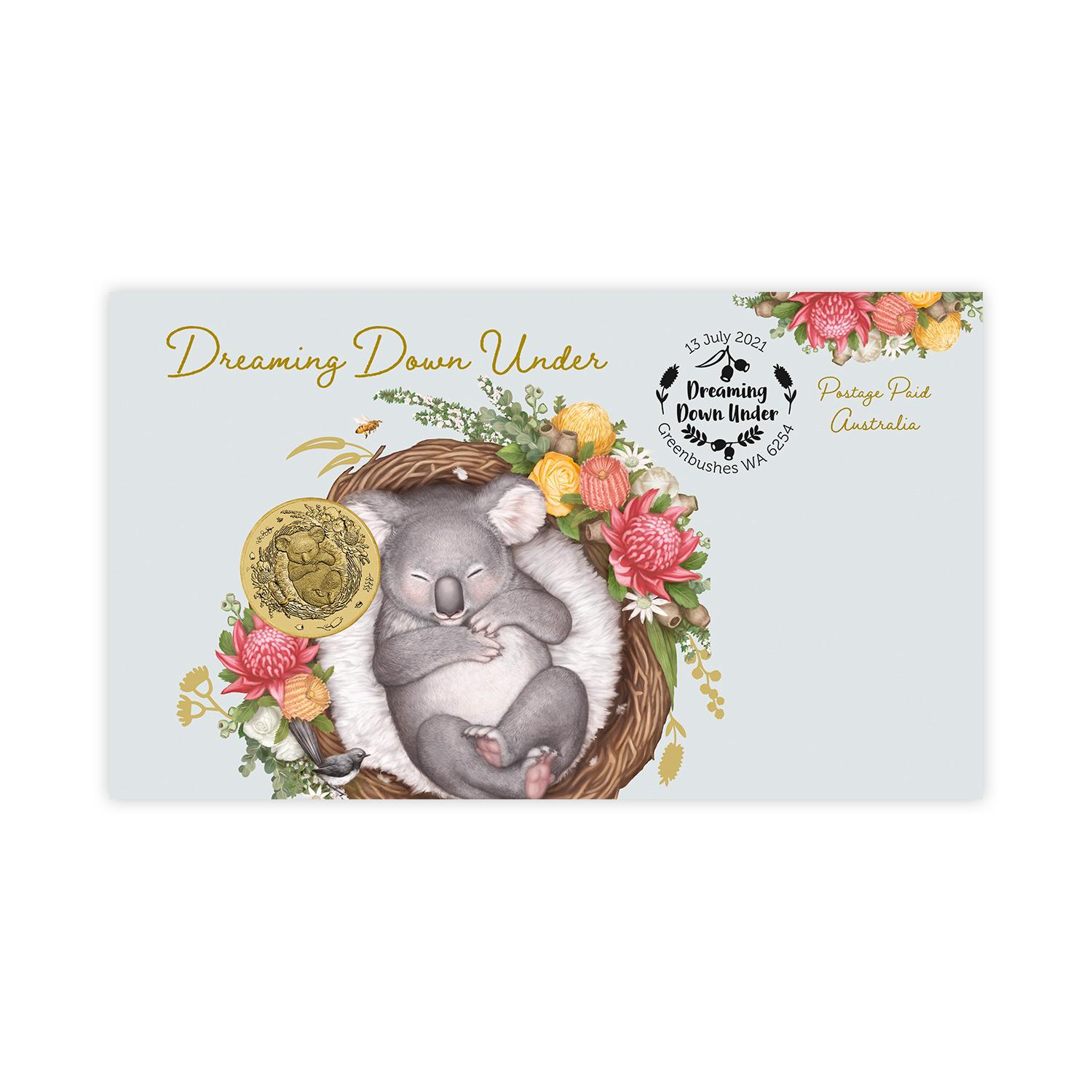 Dreaming Down Under Koala Postal Numismatic Cover Dreaming Down Under