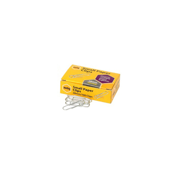 Marbig Paper Clips Small 28mm Box Of 100 Stationery