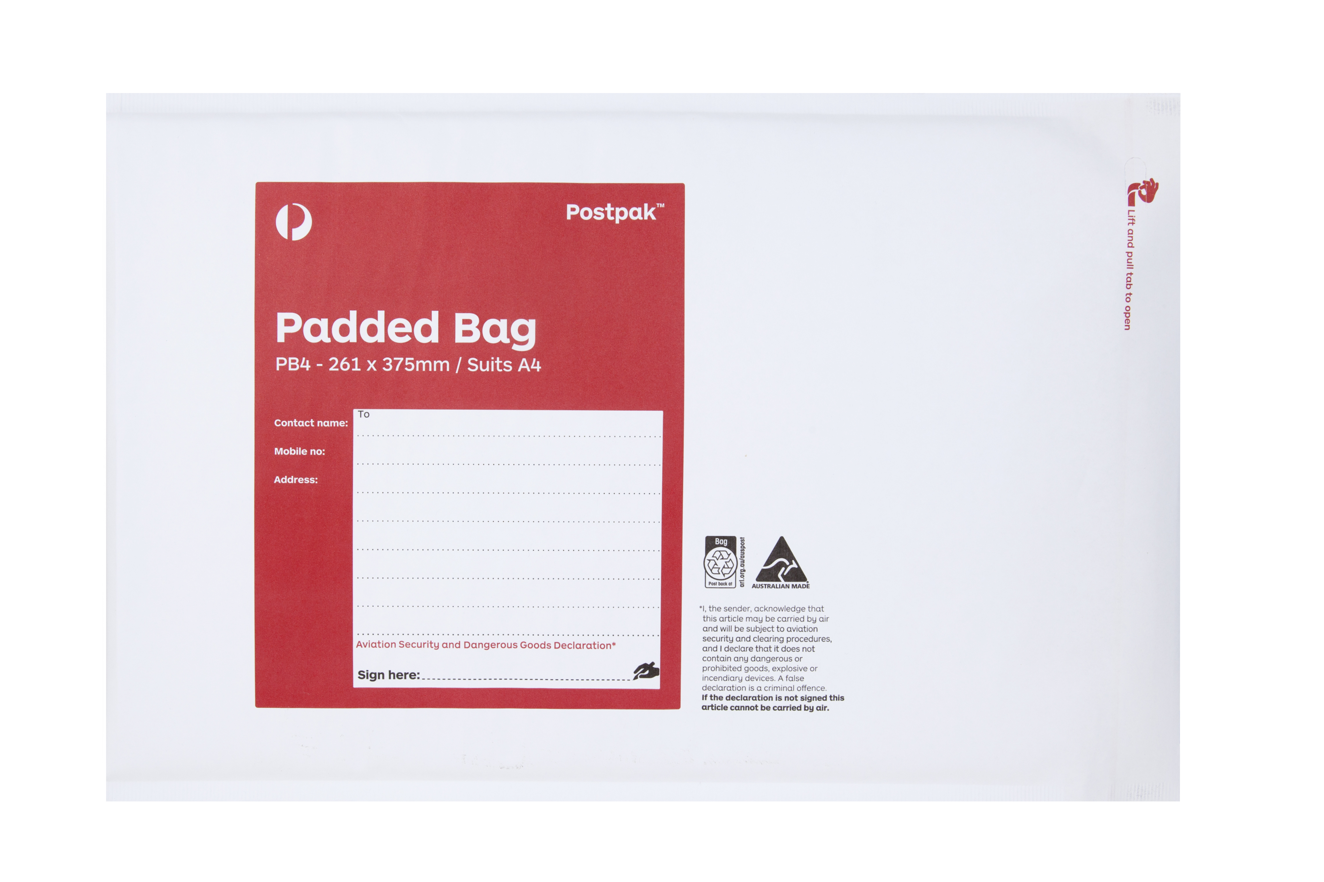 Padded Bag (PB4) 261 x 375mm 100 pack Padded Bags
