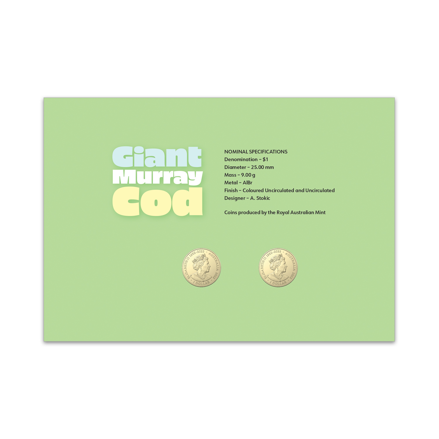 Aussie Big Things Giant Murray Cod Coloured and Standard Coin Postal