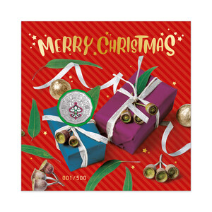 Christmas Festive Florals Limited Edition Coin and Stamp Greeting Card product photo